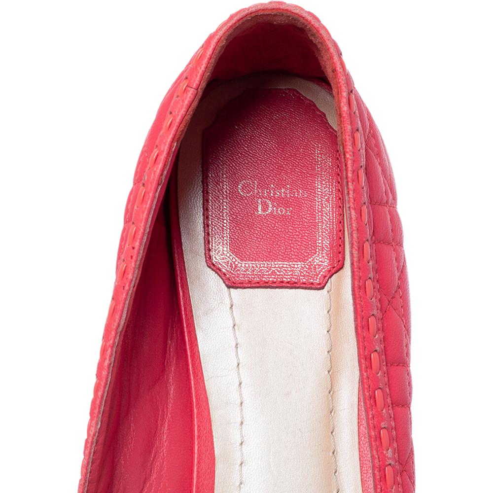 Dior Pink Cannage Leather Bow Flat Ballet Flats Size 39.5 1