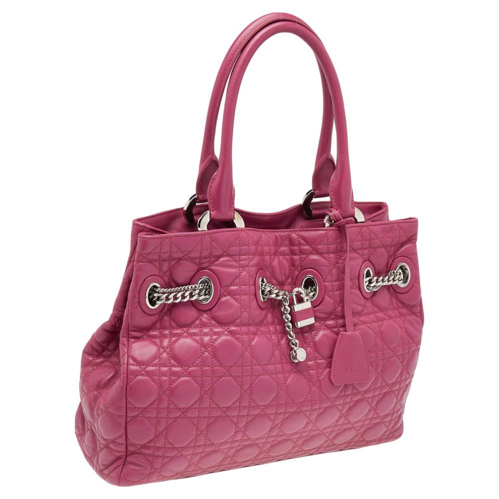 Dior Pink Cannage Leather Charming Tote 2