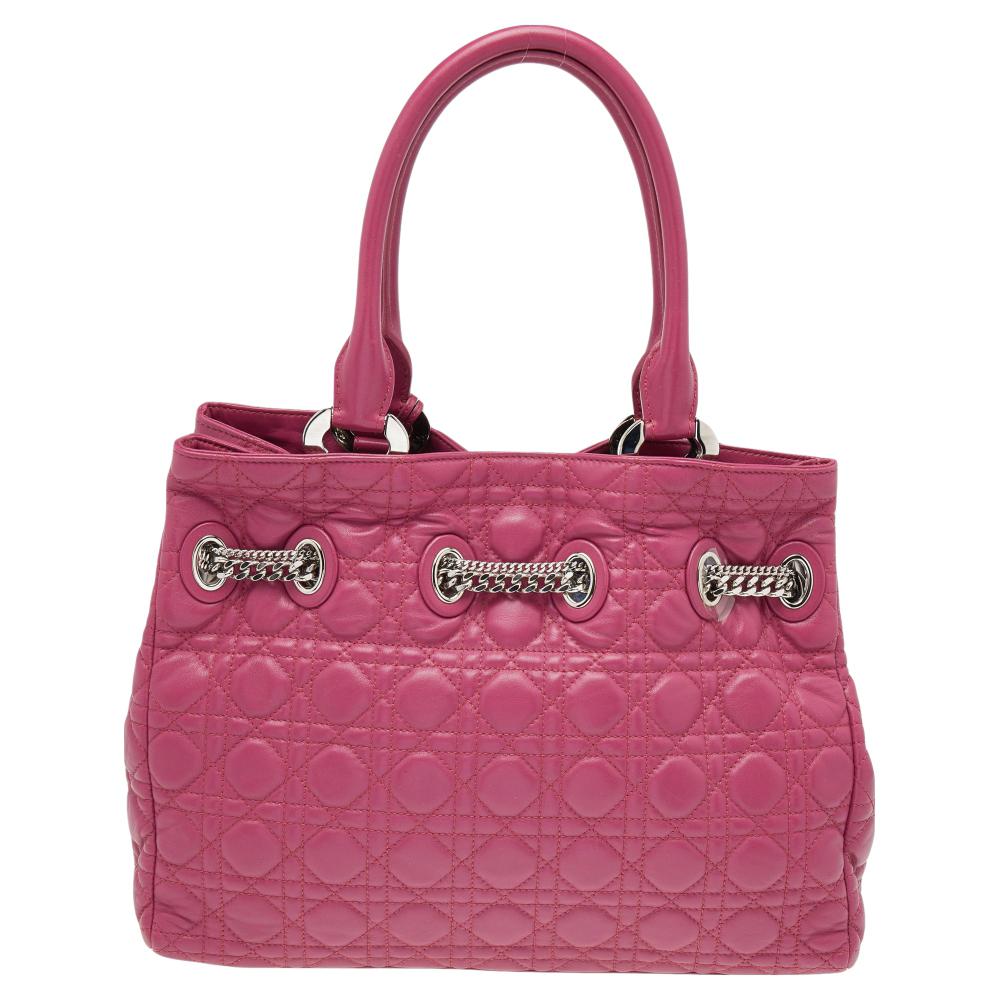 Dior Pink Cannage Leather Charming Tote 3