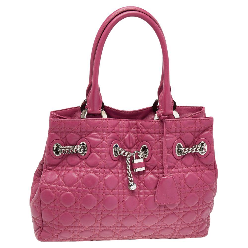 Dior Pink Cannage Leather Charming Tote