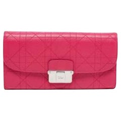 Dior Pink Cannage Leather Diorling Continental wallet
