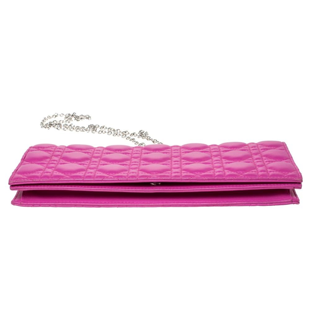 Women's Dior Pink Cannage Leather Lady Dior Chain Clutch