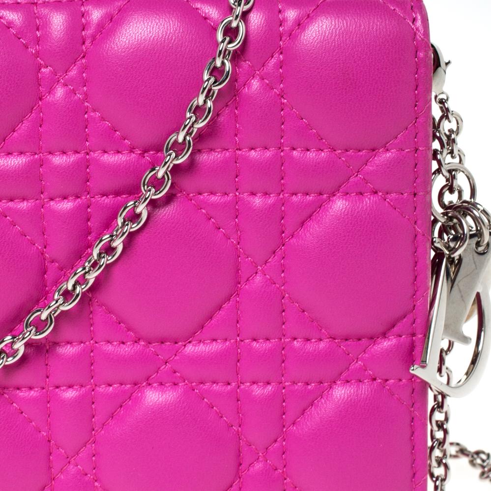 Dior Pink Cannage Leather Lady Dior Chain Clutch 2