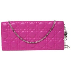 Dior Pink Cannage Leather Lady Dior Chain Clutch