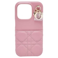 Dior Pink Cannage Leather Lady Dior iPhone 14 Pro Case