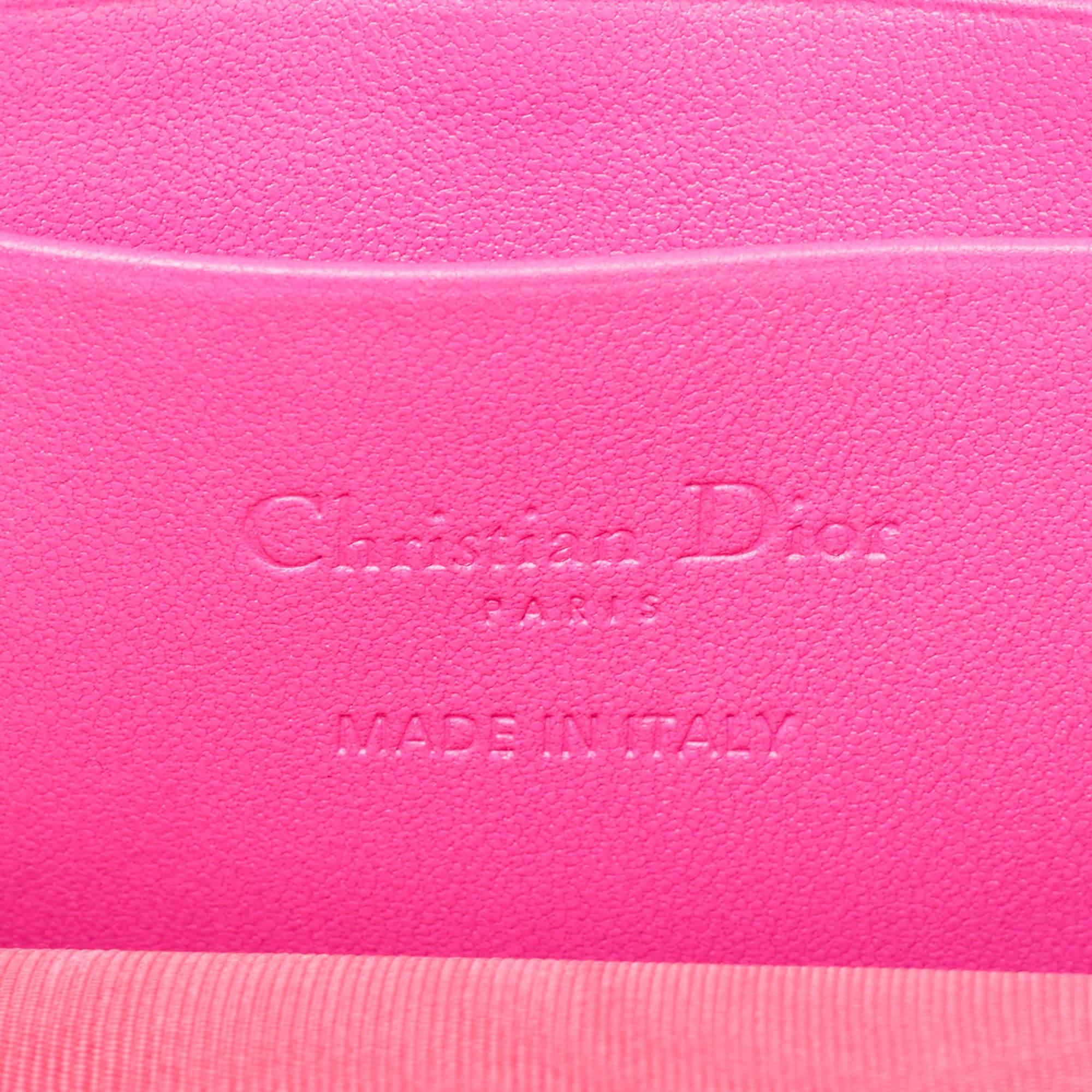 Dior Pink Cannage Leather Lady Dior Phone Chain Holder For Sale 4