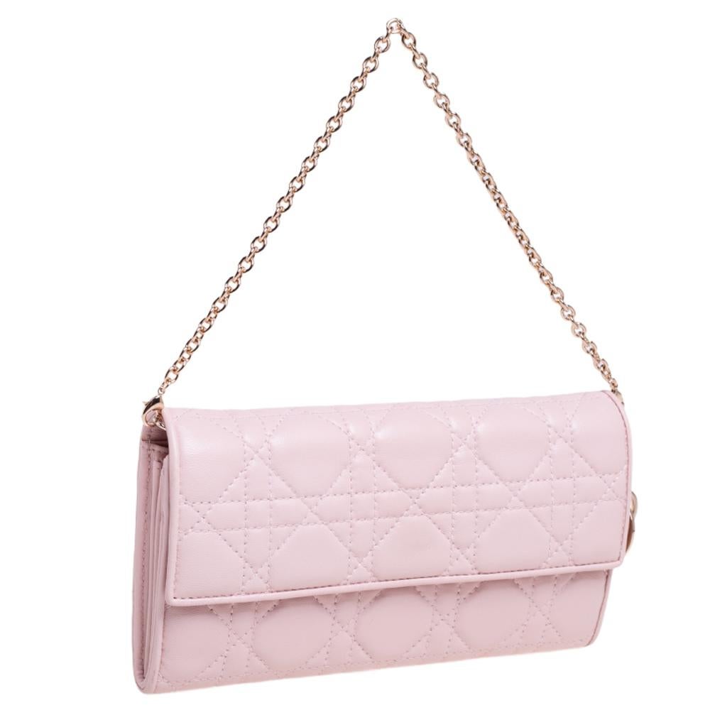 dior pink wallet on chain