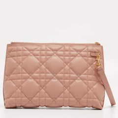 Dior Pink Cannage Leather Large Caro D-Every Pouch