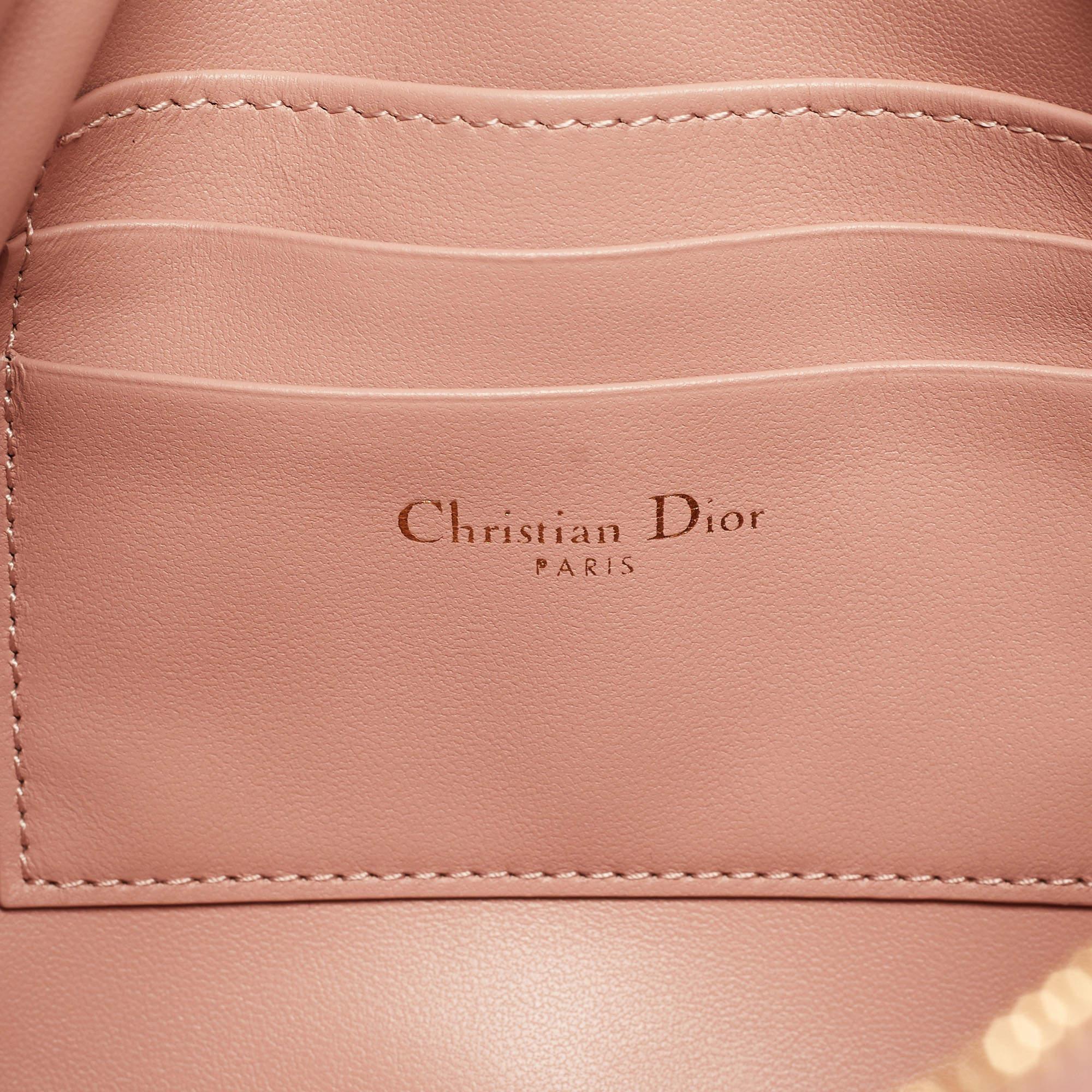 Dior Pink Cannage Leather Large Caro D-Every Pouch For Sale 1