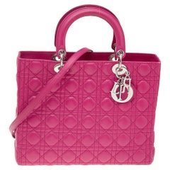 Dior Pink Cannage Leather Large Lady Dior Tote