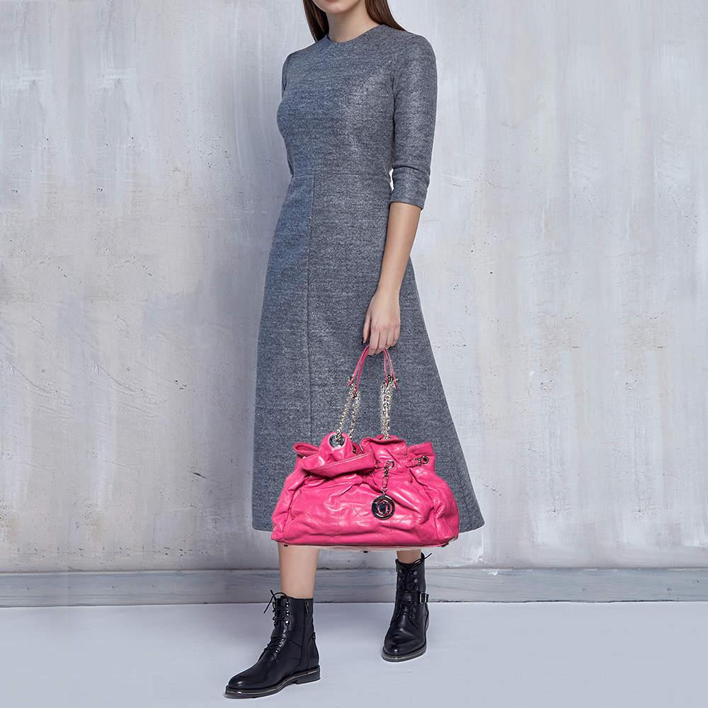 Dior Pink Cannage Leather Le Trente Hobo In Good Condition In Dubai, Al Qouz 2