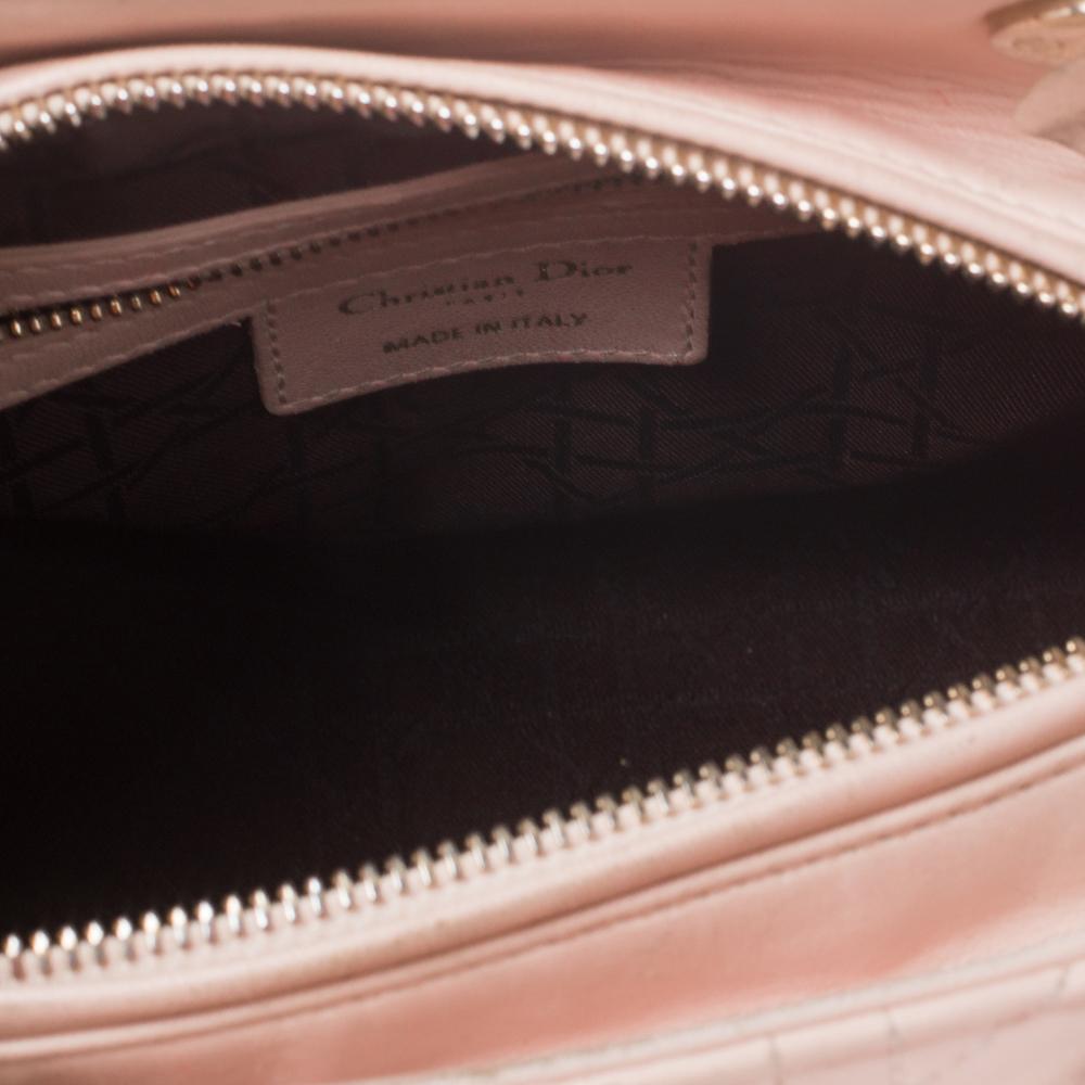 Dior Pink Cannage Leather Medium Lady Dior Tote 5