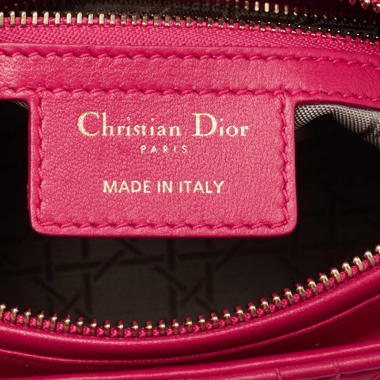 Sac cabas Lady Dior rose cannage en cuir, taille moyenne En vente sur  1stDibs