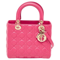 Sac cabas Dior Lady Dior en cuir cannage rose de taille moyenne