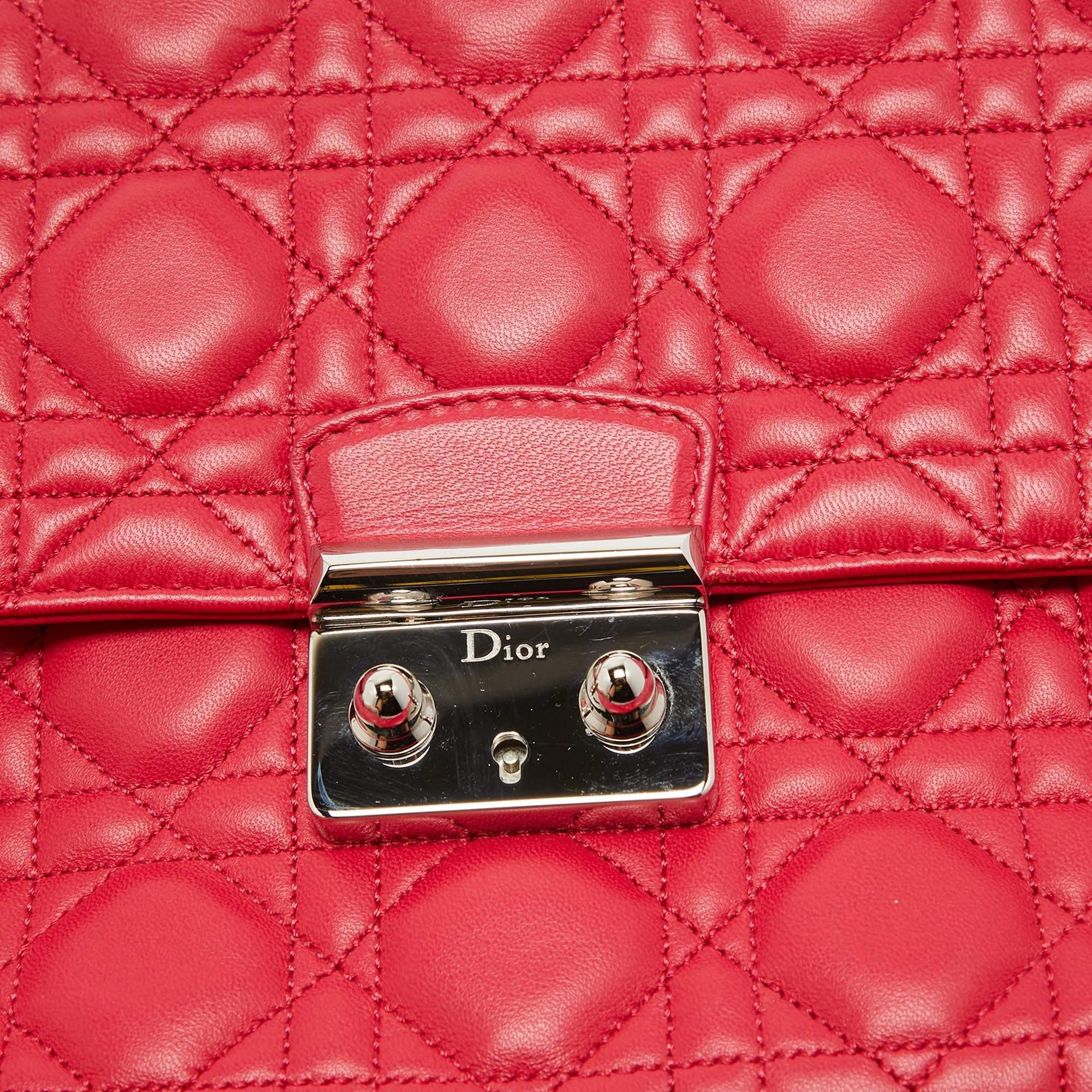 Dior Pink Cannage Leather Medium Miss Dior Shoulder Bag For Sale 2