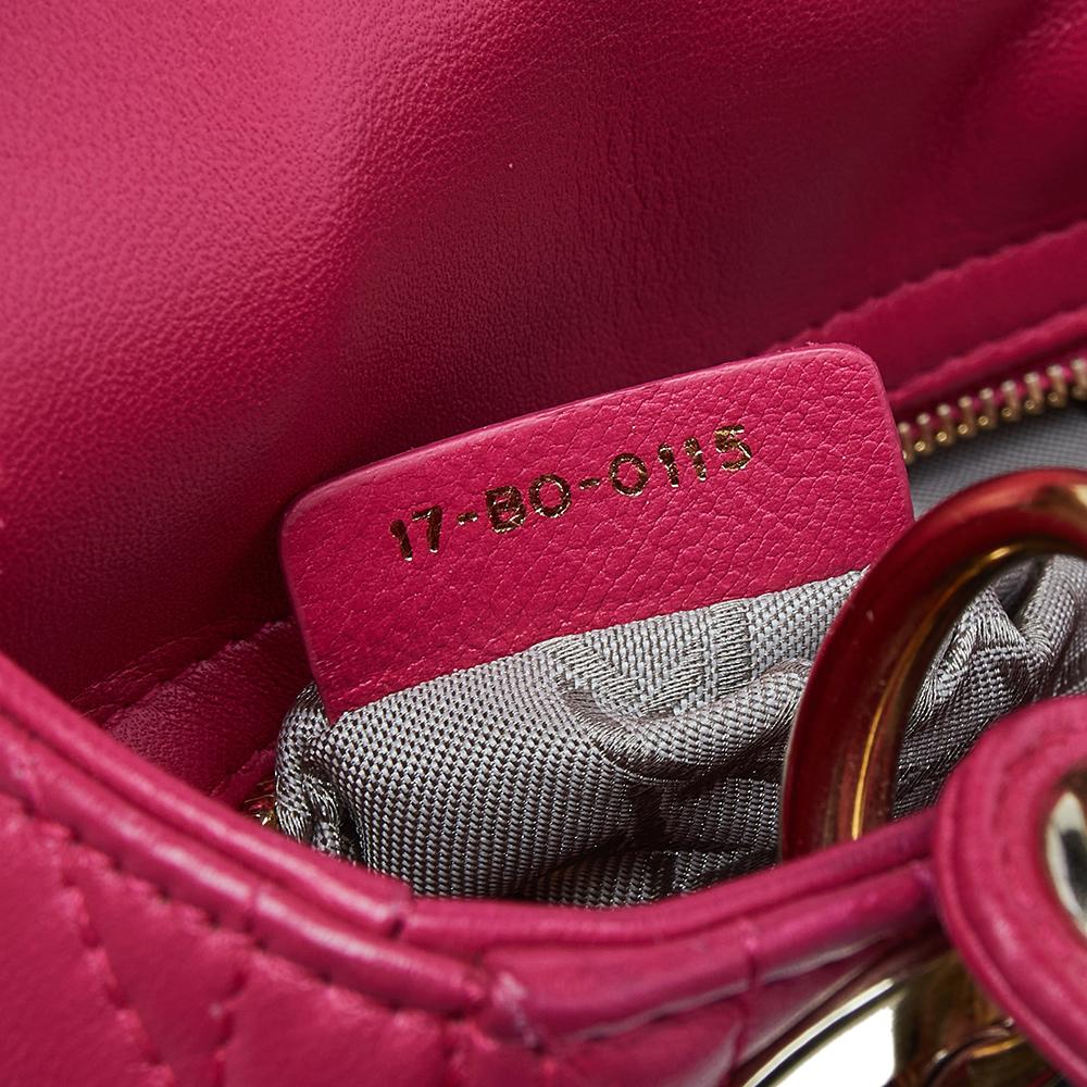 Dior Pink Cannage Leather Mini Chain Lady Dior Tote 4