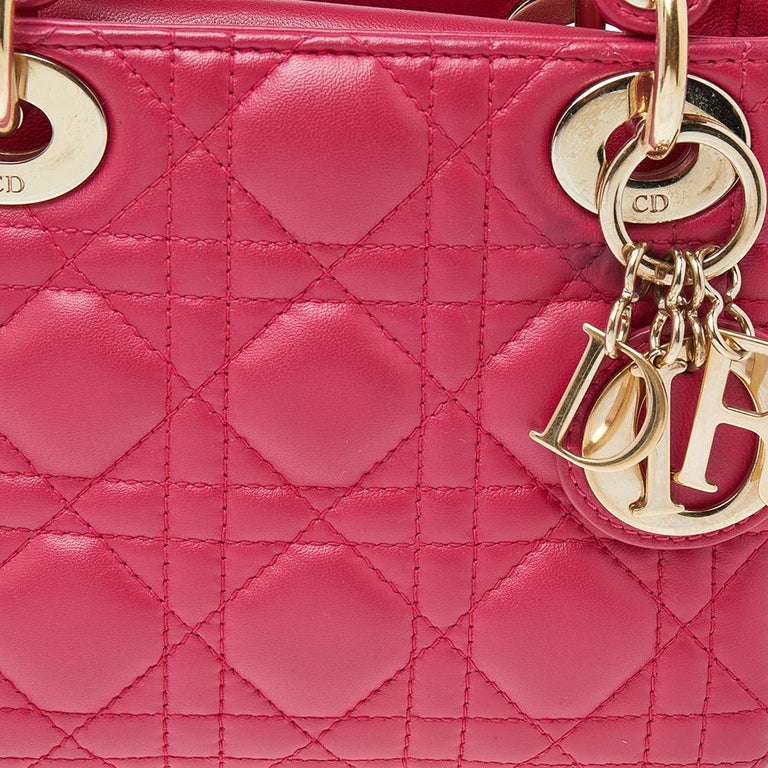 Dior Pink Cannage Leather Mini Chain Lady Dior Tote 1