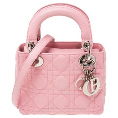 Dior Pink Cannage Leather Mini Chain Lady Dior Tote