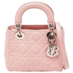 Dior Pink Cannage Leather Mini Lady Dior Tote