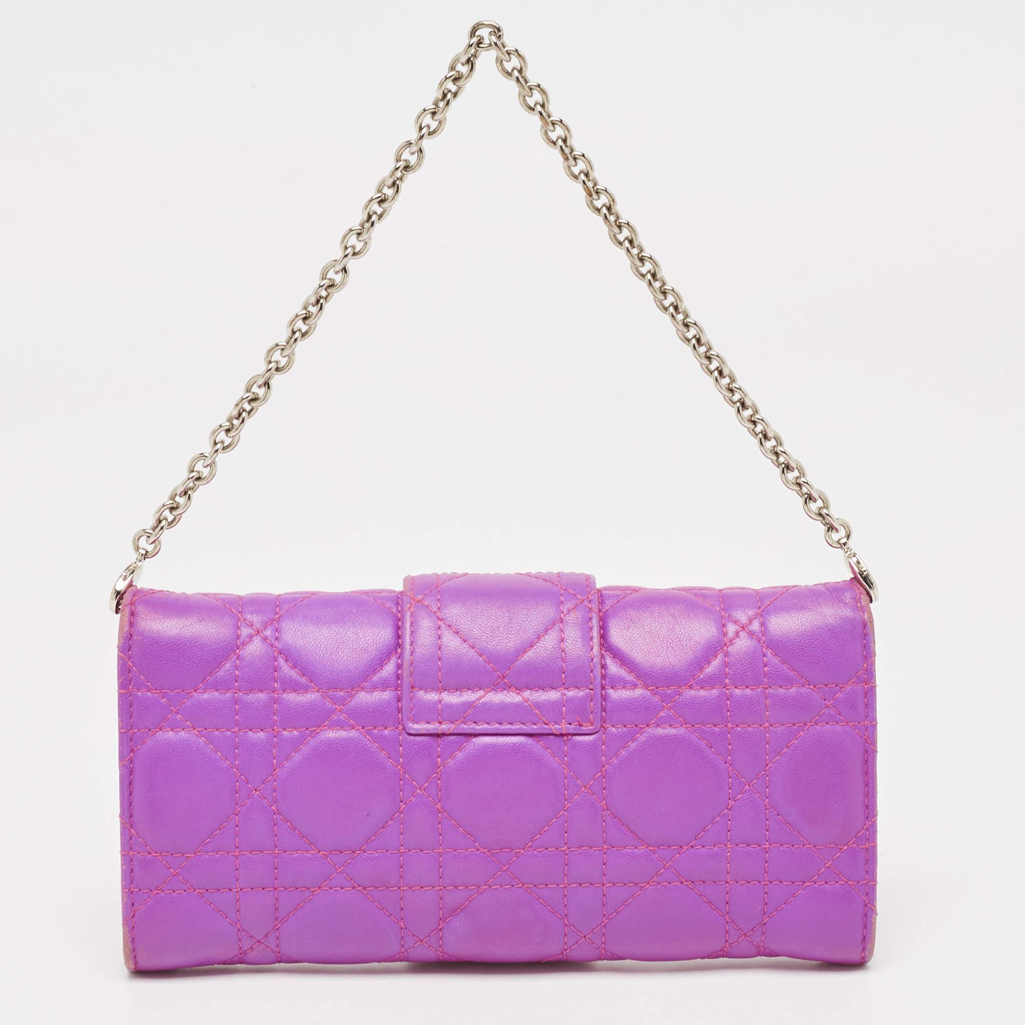 Dior Rosa Cannage Leder Miss Dior Brieftasche an Kette an Kette 8