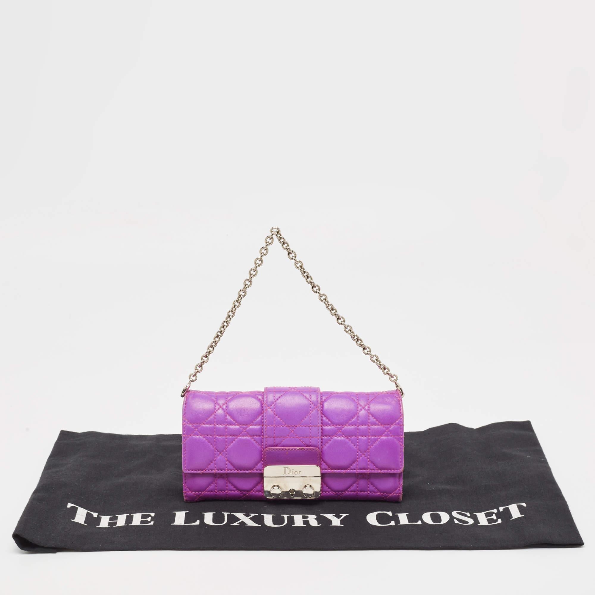 Dior Rosa Cannage Leder Miss Dior Brieftasche an Kette an Kette 9