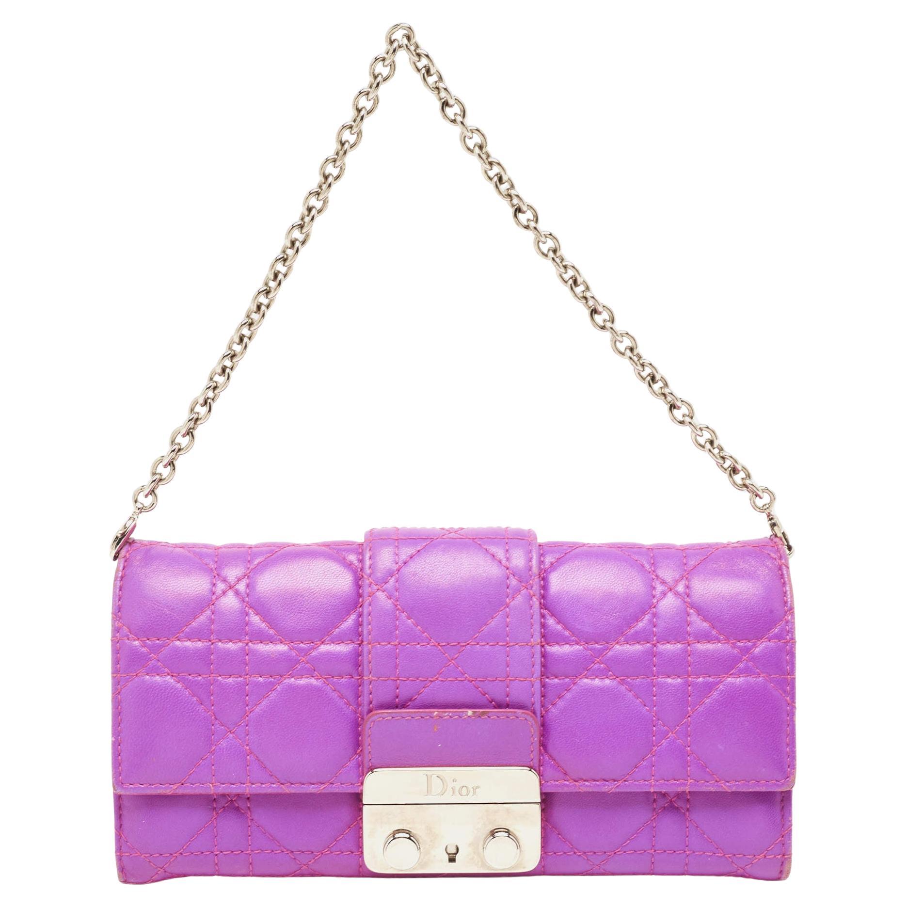 Dior Pink Cannage Leather Miss Dior Wallet on Chain For Sale