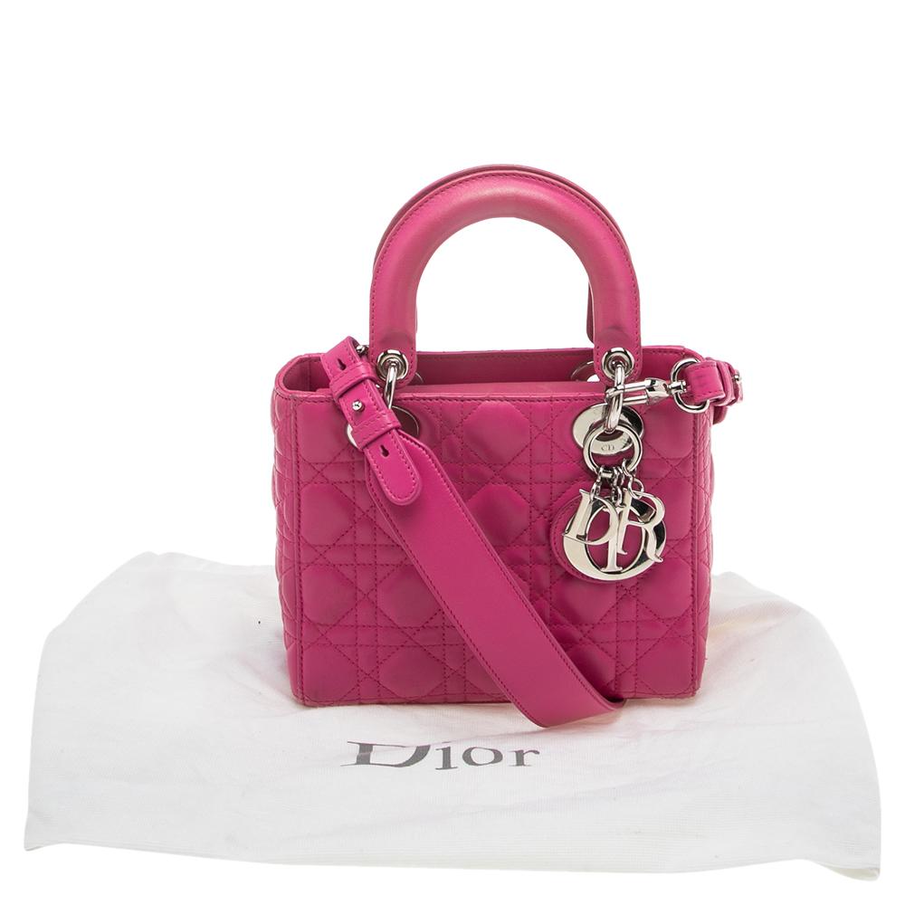 Dior Pink Cannage Leather Small My Lady Dior Tote 5