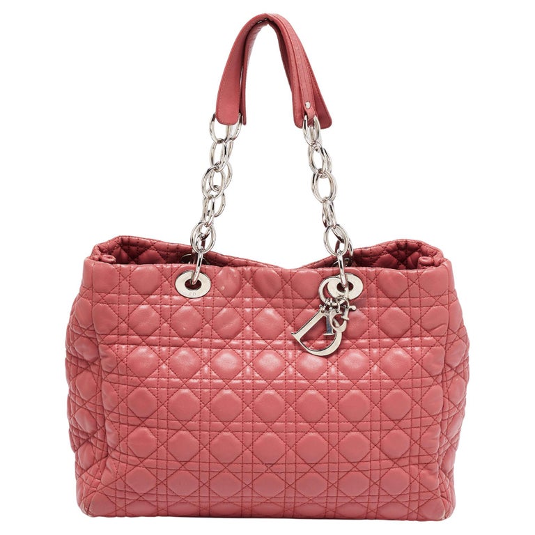 Dior Pink Cannage Leather Soft Lady Dior Shopper Tote For Sale at 1stDibs
