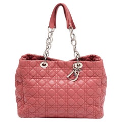 Dior Pink Cannage Leather Soft Lady Dior Shopper Tote