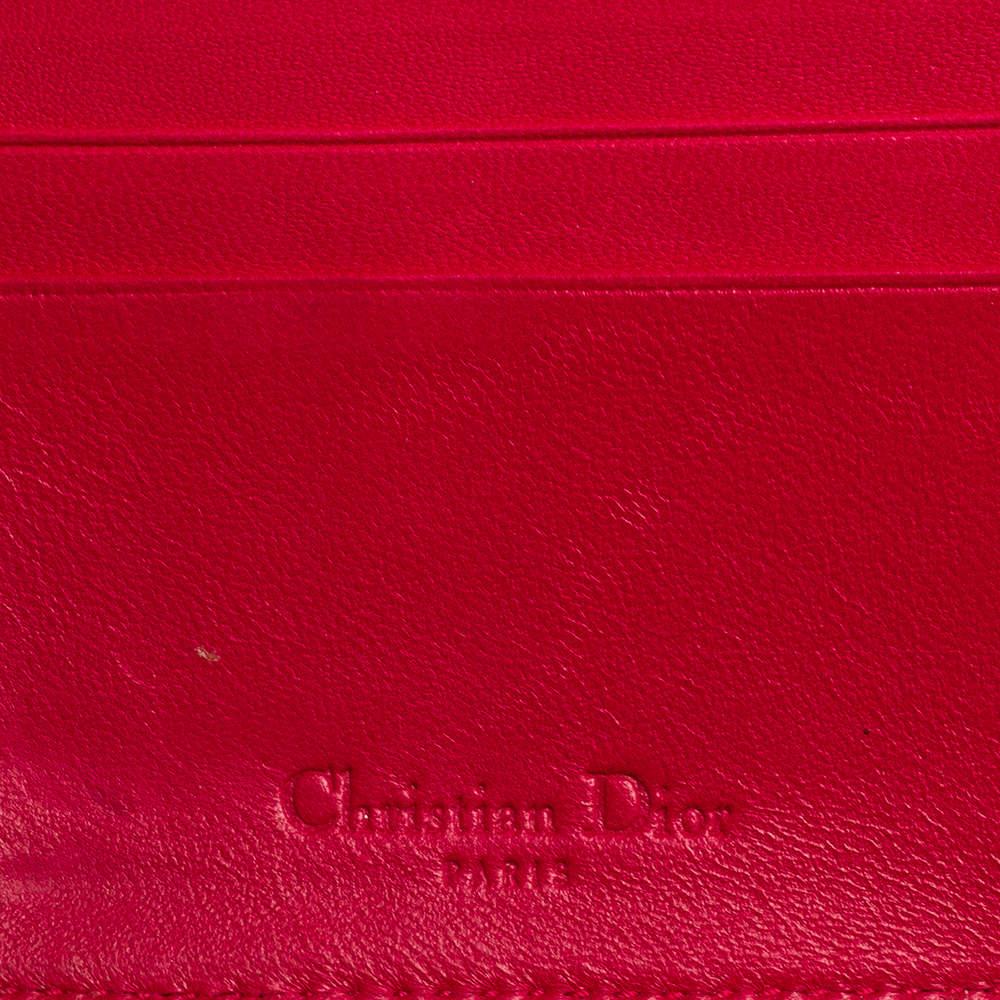Dior Pink Cannage Leather Zip Around Organizer Wallet For Sale 6