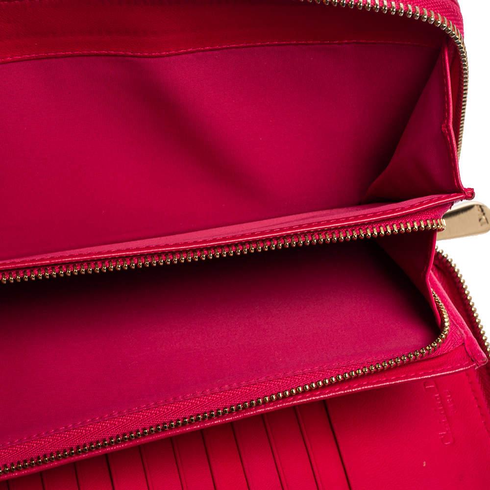 Dior Pink Cannage Leather Zip Around Organizer Wallet For Sale 2