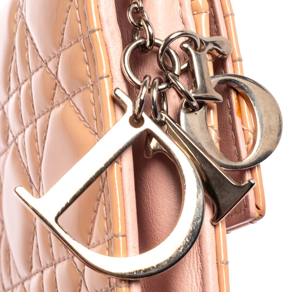 Dior Pink Cannage Patent Leather Lady Dior Chain Clutch 4