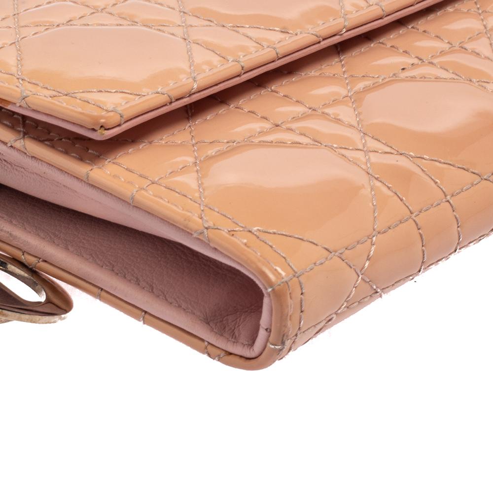 Women's Dior Pink Cannage Patent Leather Lady Dior Chain Clutch