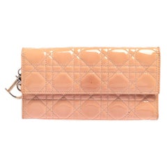 Dior Pink Cannage Patent Leather Lady Dior Chain Clutch
