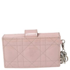 Dior Pink Cannage Patent Leather Lady Dior Gusset Card Case