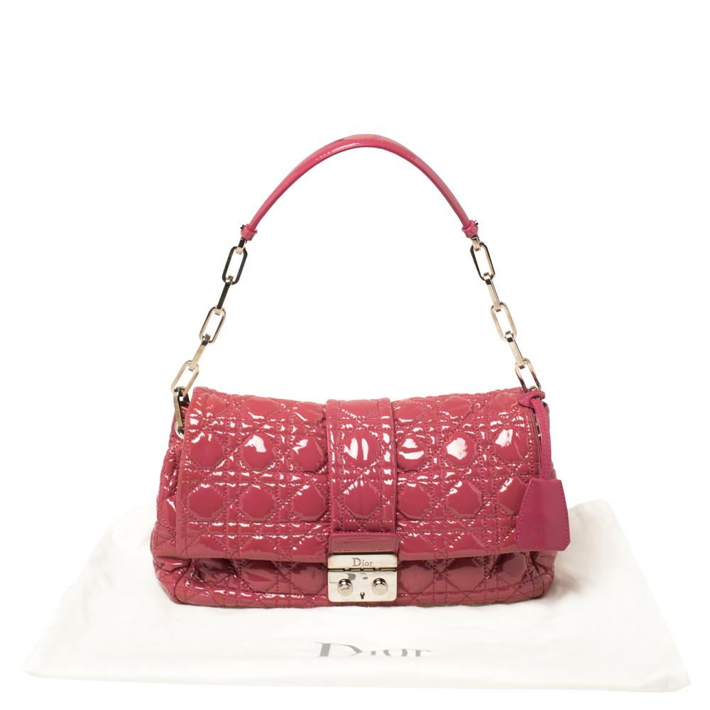 Dior Pink Cannage Patent Leather Medium New Lock Shoulder Bag 6