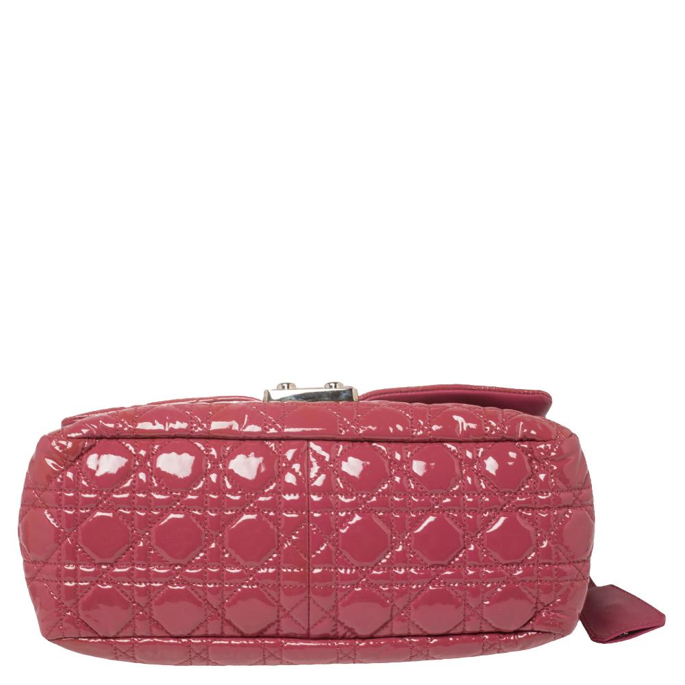 Dior Pink Cannage Patent Leather Medium New Lock Shoulder Bag 8