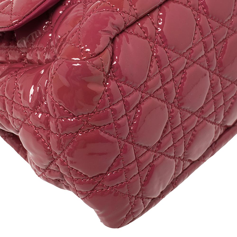 Dior Pink Cannage Patent Leather Medium New Lock Shoulder Bag 2