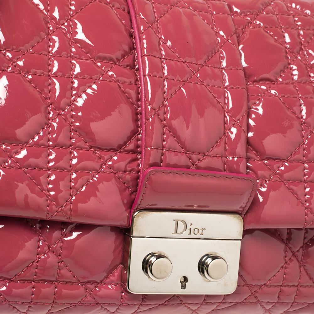 Dior Pink Cannage Patent Leather Medium New Lock Shoulder Bag 5