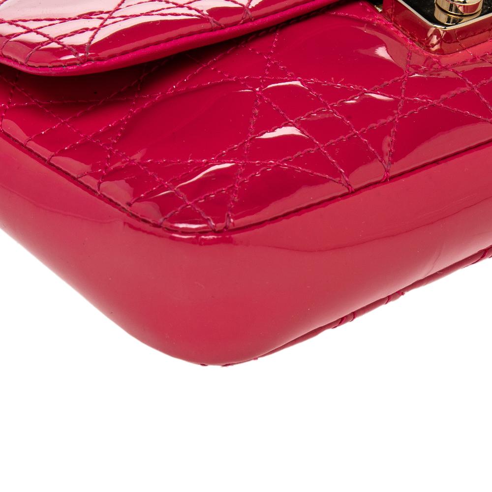 Dior Pink Cannage Patent Leather Miss Dior Promenade Chain Pouch Bag 4