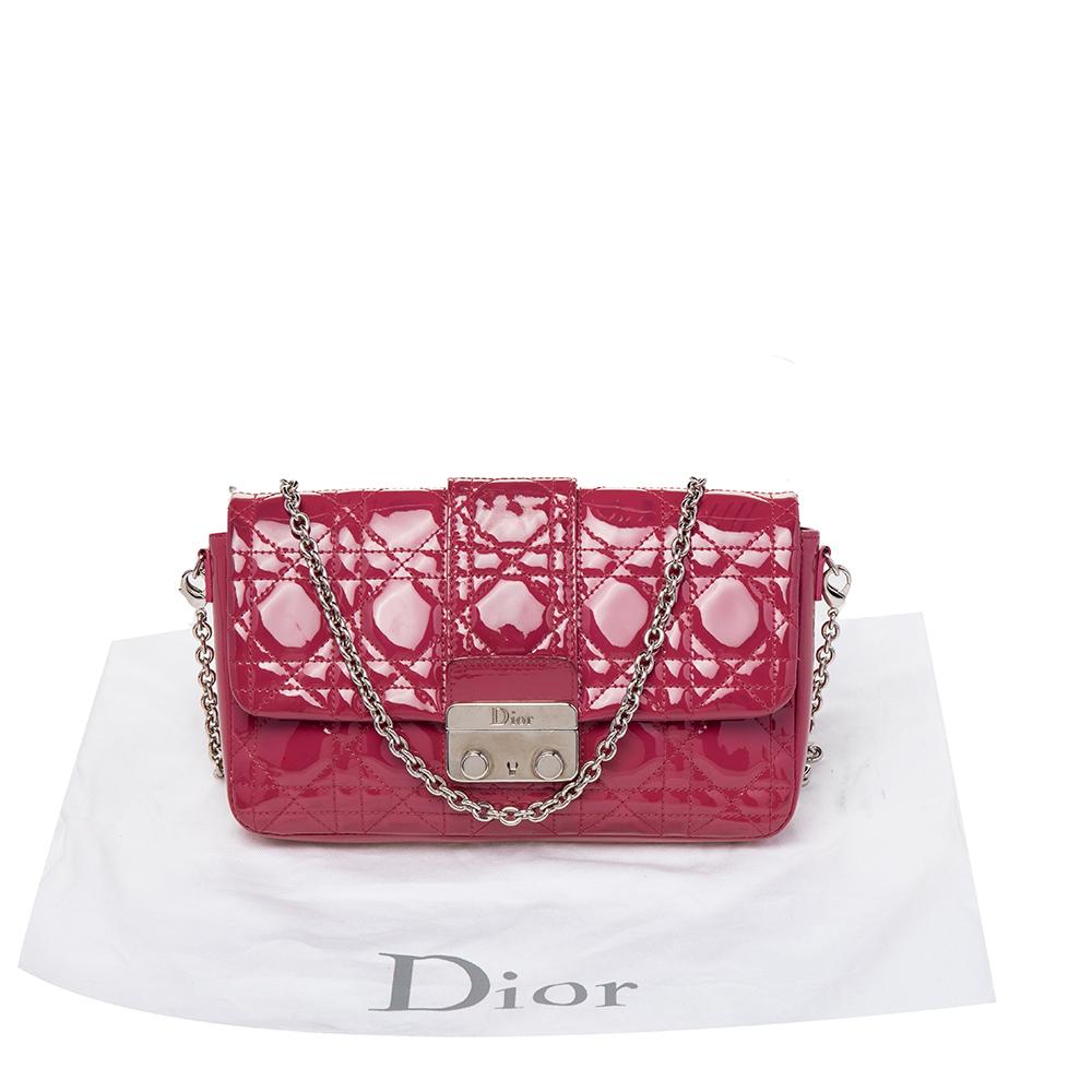 Dior Pink Cannage Patent Leather Miss Dior Promenade Chain Pouch Bag 4