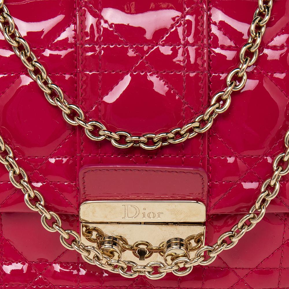 Dior Pink Cannage Patent Leather Miss Dior Promenade Chain Pouch Bag In Good Condition In Dubai, Al Qouz 2