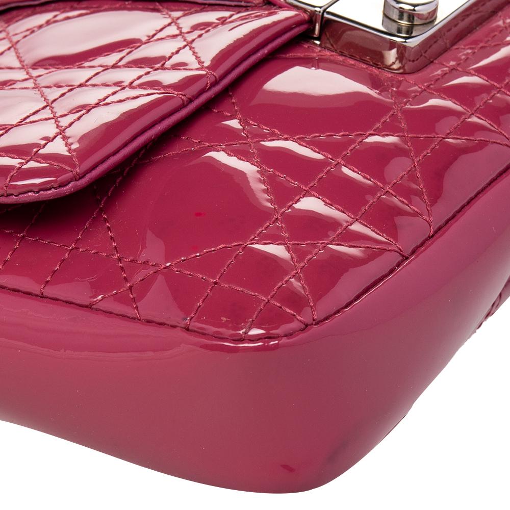 Dior Pink Cannage Patent Leather Miss Dior Promenade Chain Pouch Bag In Fair Condition In Dubai, Al Qouz 2