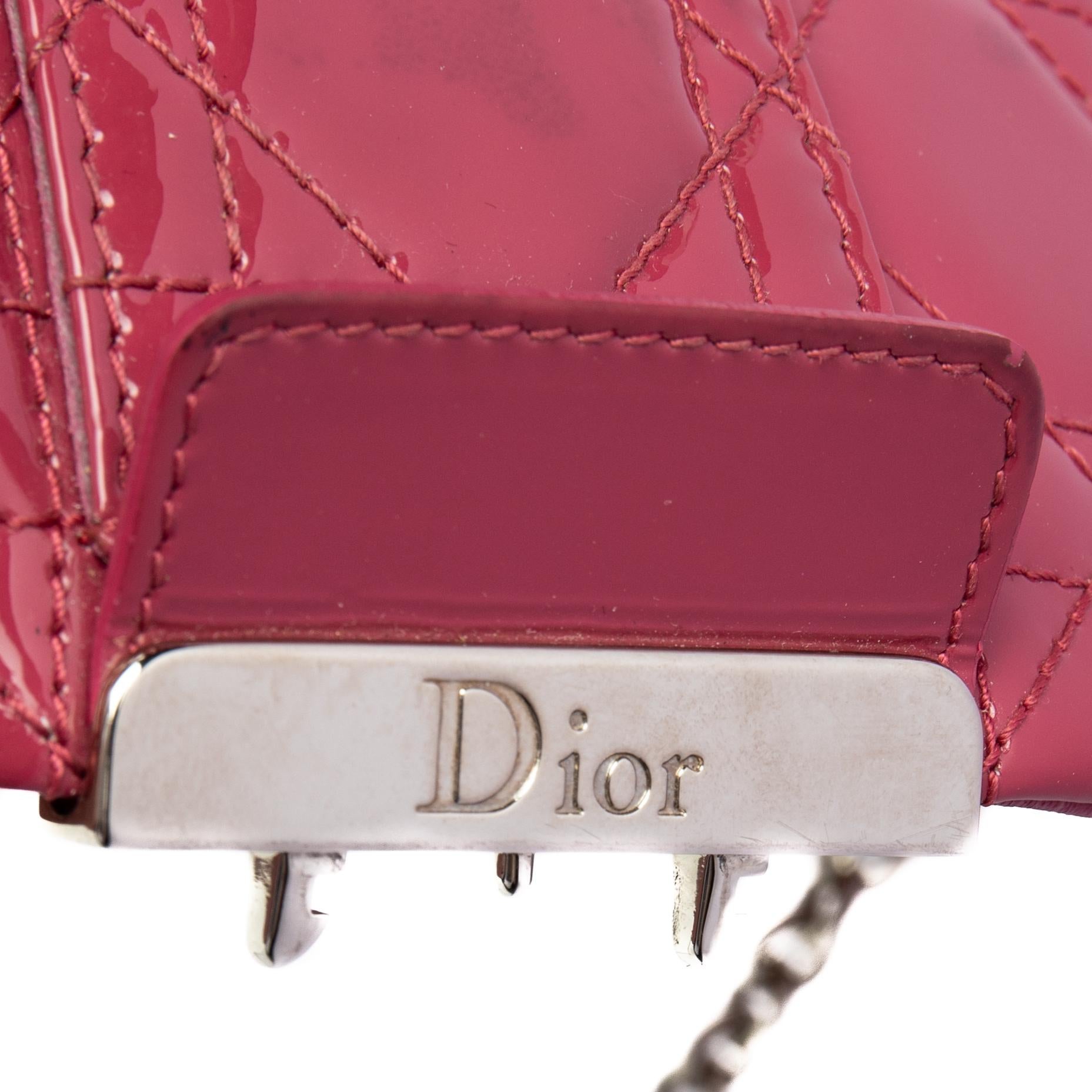 Dior Pink Cannage Patent Leather Miss Dior Promenade Chain Pouch Bag 2