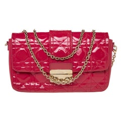 Dior Pink Cannage Patent Leather Miss Dior Promenade Chain Pouch Bag