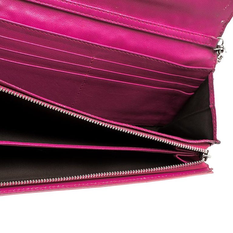 Dior Pink Cannage Patent Leather Wallet on Chain For Sale at 1stdibs