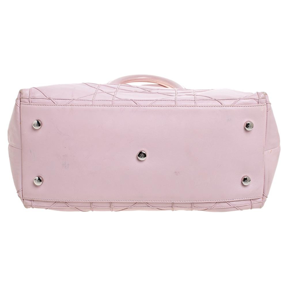 Dior Rosa Cannage Granville Tote aus gestepptem Leder Damen