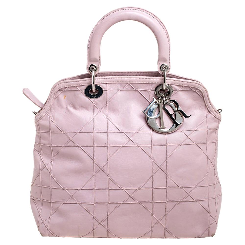 Dior Pink Cannage Quilted Leather Granville Tote