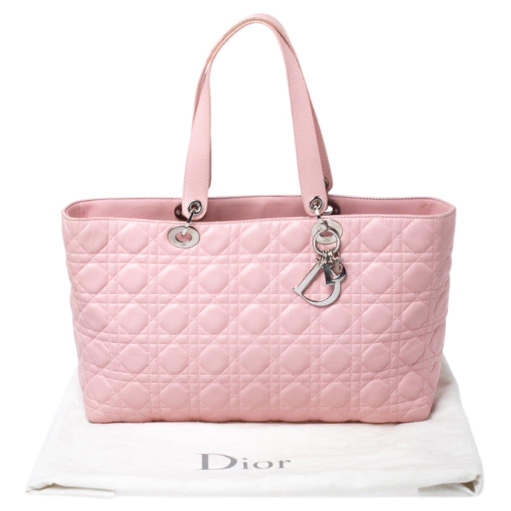 Dior Pink Cannage Quilted Leather Tote Bag 7