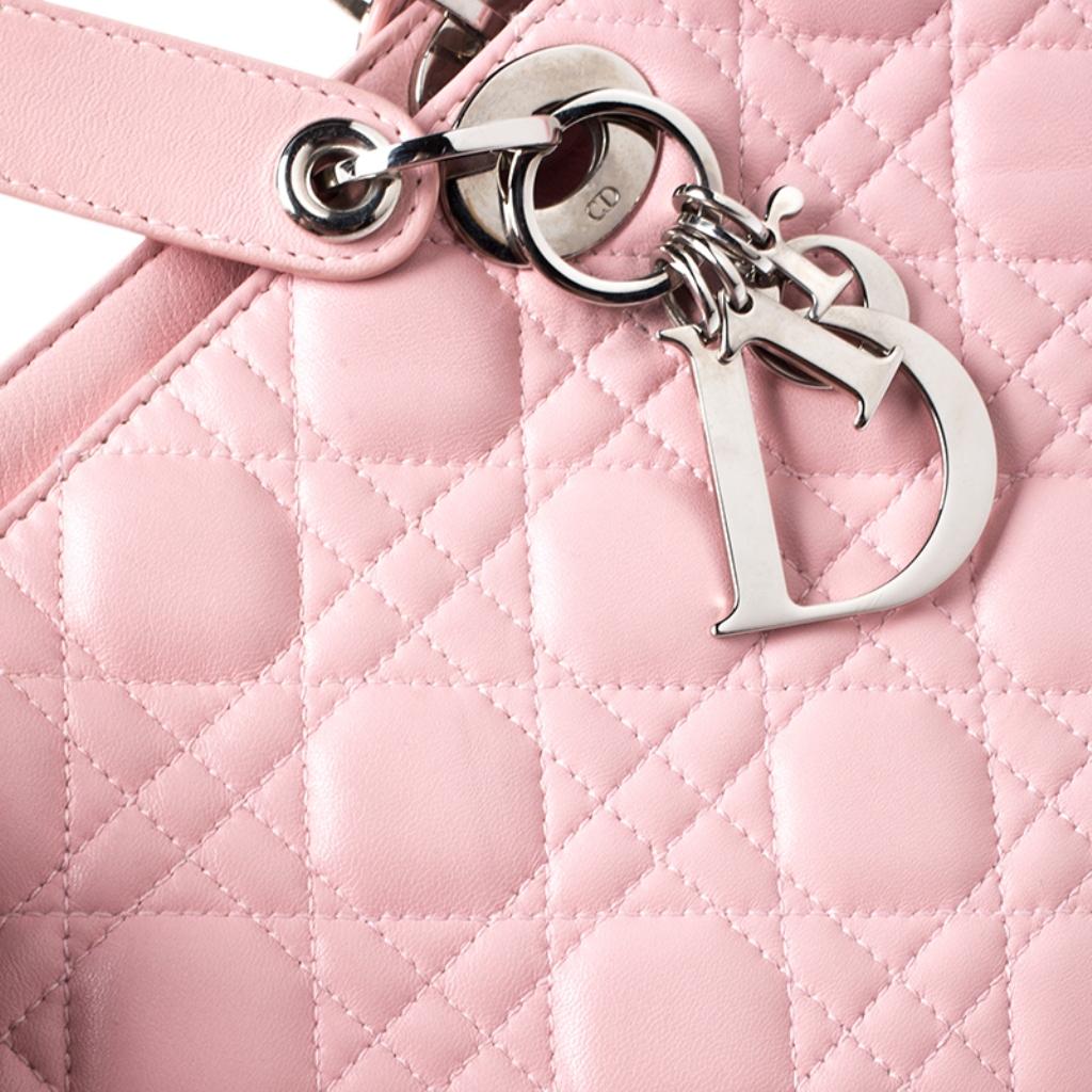 Dior Pink Cannage Quilted Leather Tote Bag 2